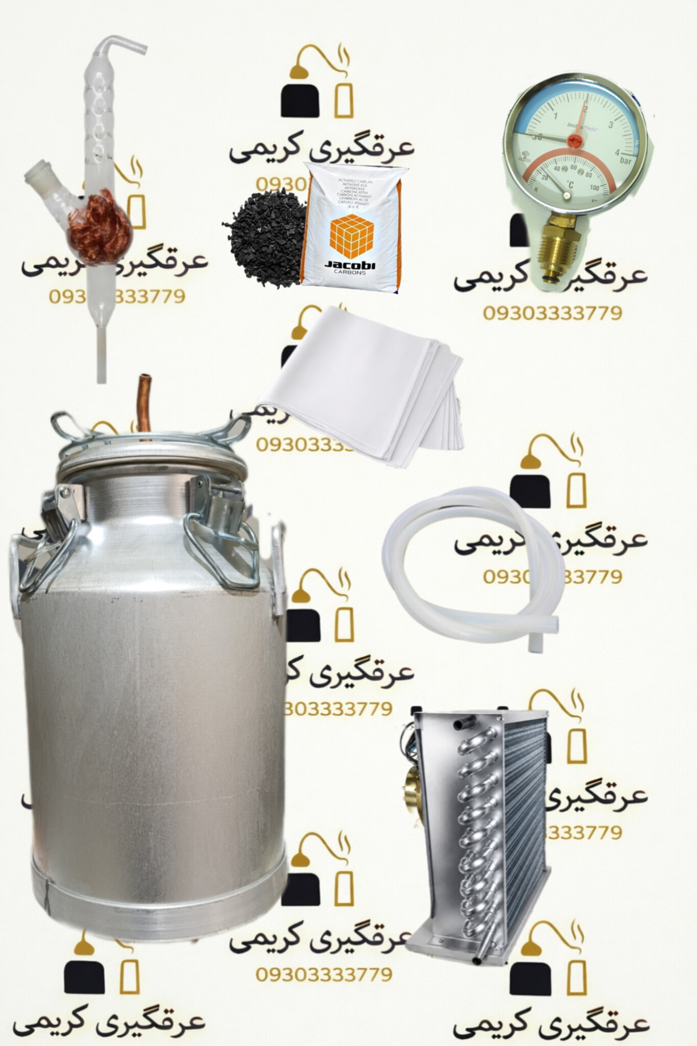 دستگاه عرقگیری 20لیتری با کندانسور برقی استیل فول پک