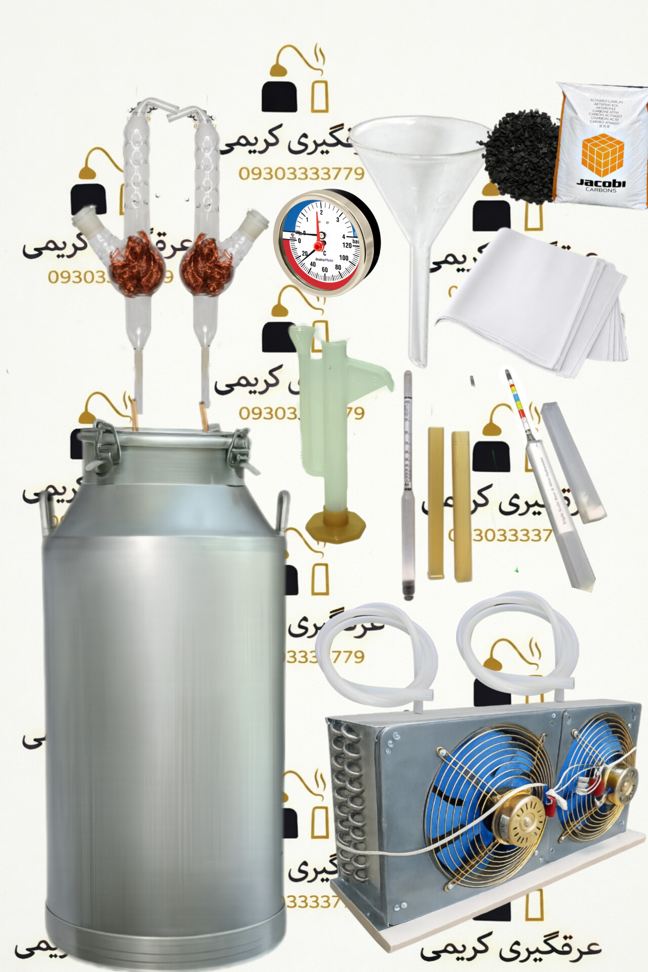 دستگاه عرقگیری 220لیتری با کندانسور برقی استیل دوفن فول پک